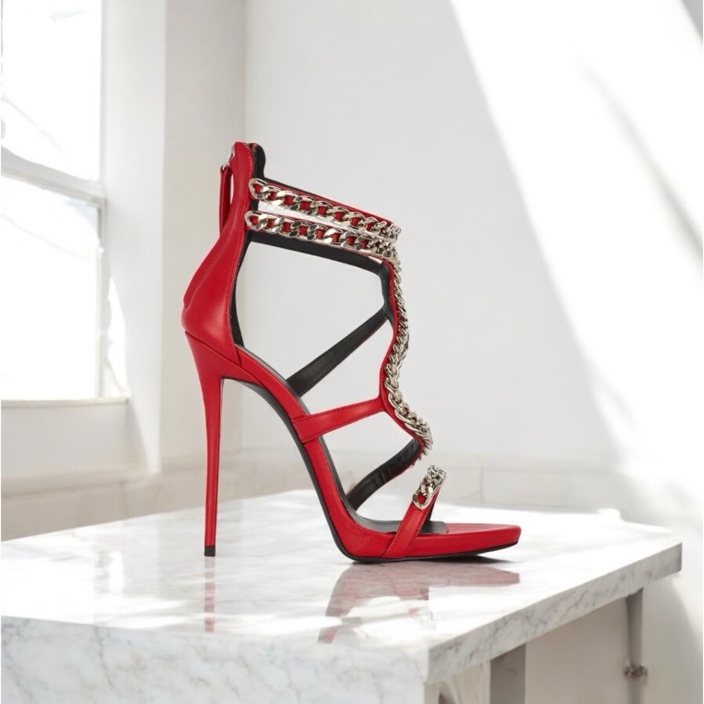 Giuseppe Zanotti chain link stiletto heels sandals sz. 37